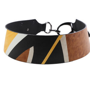 Angelo Marani Multicolor Wide Leather Belt Size L Designer Statement Fashion